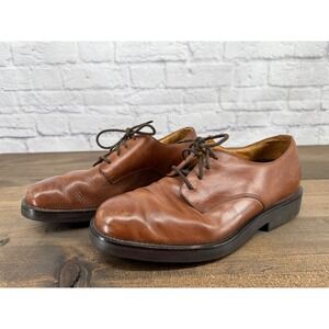 Lands End Mens Brown Leather Lace Up Oxford Dress Shoes Size 10D Classic Capsule